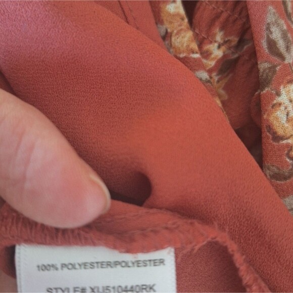 Pleione Womens Cottagecore Blouse Floral Long Sleeve Ruffle Praire Empire Large - Picture 3 of 14